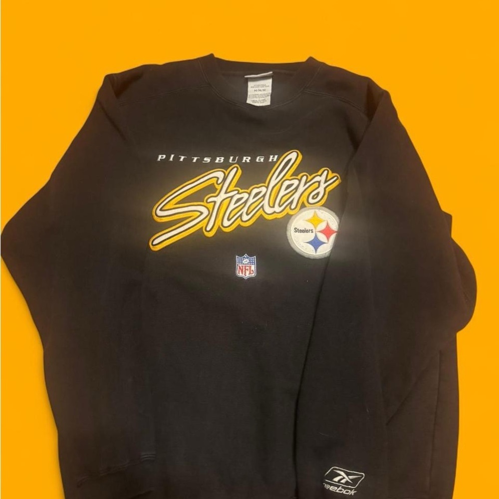 VINTAGE Reebok Black Pittsburgh Steelers Crewneck Sweater